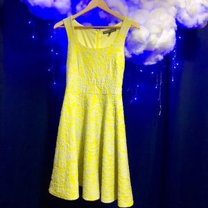 Brixon Ivy neon yellow and grey skater dress EUC